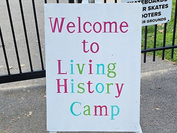 Living History Camp sign at Carroll County Farm Museum.